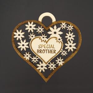 AMADEA Drevené srdce s textom "SPECIAL BROTHER", 7 cm, český výrobok