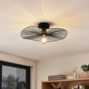 Lindby Ruota stropná lampa z kovu, Čierna, Obývacia izba / jedáleň, kov, Vintage, Stropné svetlo polkruhové s priestorom