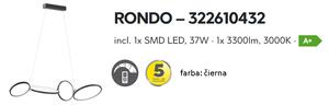 Trio RONDO| Stmievateľné závesné LED svietidlo Farba: Čierna