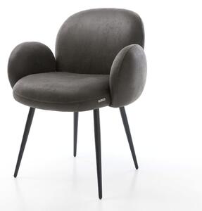 DELIFE Jedálenská stolička Nube-Flex s opierkami mikrovlákno antracitová vintage 4-nohá zúžená čierna vrecková pružina