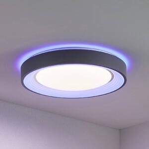 Lindby LED stropné svietidlo Lindum, RGB, diaľkové ovládanie, stmievateľné, Hliník / sivá / zinok, Obývacia izba / jedáleň, kov, Moderný, Závesné svietidlo