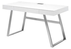 Písací stôl Tegmen (biela, strieborná)