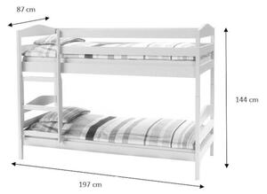 Detská poschoďová posteľ Selina (biela, masív)