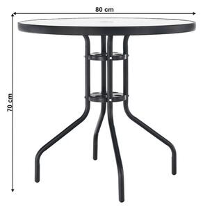 Kondela Jedálenský stôl, BORGEN TYP 2, čiena oceľ/tvrdené sklo