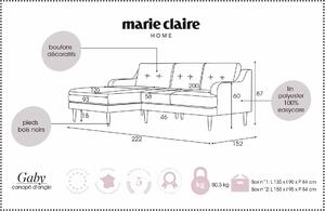 MARIE CLAIRE HOME Rohová pohovka Gaby 222 × 152 × 87 cm