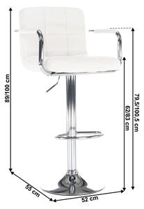 Kondela Barová stolička, LEORA 2 NEW, biela ekokoža/chróm