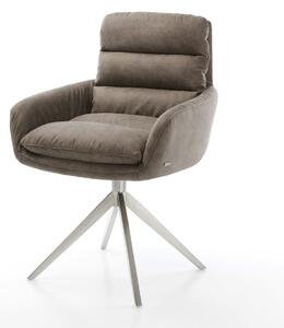 DELIFE Jedálenská stolička Abelia-Flex s opierkami mikrovlákno taupe vintage krížová podstava široká nerezová oceľ