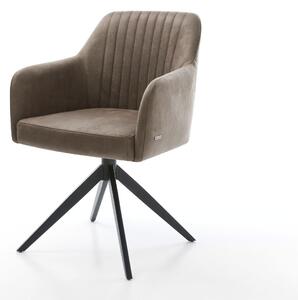 DELIFE Jedálenská stolička Greg-Flex mikrovlákno taupe vintage krížová podstava široká čierna vrecková pružina