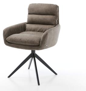 DELIFE Jedálenská stolička Abelia-Flex s opierkami mikrovlákno taupe vintage krížová podstava široká čierna