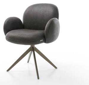 DELIFE Otočná jedálenská stolička Nube-Flex s opierkami mikrovlákno antracit vintage krížová podstava široká titanová farba 360° otočná vrecková pružina