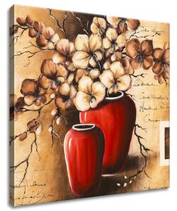 Obraz na plátne Orchidei v červenej váze Rozmery: 50 x 40 cm