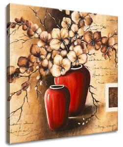 Obraz na plátne Orchidei v červenej váze Rozmery: 50 x 40 cm