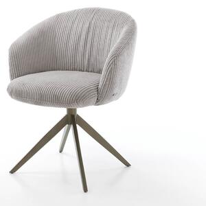DELIFE Jedálenská stolička Caja-Flex s opierkami manšester strieborno sivá krížová podstava široká titánová farba 360° otočný vrecková pružina