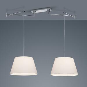 Helestra Certo závesná lampa kužeľovitá 2-pl biela, Biela / opálová, Obývacia izba / jedáleň, Textil / látka / hodváb, Moderný, Závesné svietidlo
