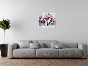 Gario Obraz na plátne Ružové magnólie vo váze Veľkosť: 40 x 50 cm