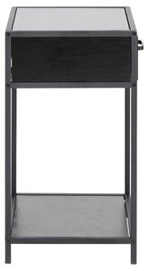 Nočný stolík Benato (42x63x35 cm, čierna)