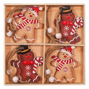 Sada vianočných drevených ozdôb GINGERBREAD, 12 ks