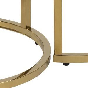 Konferenčný stolík Stenet - set 2 kusov (kruh, biela, zlatá)