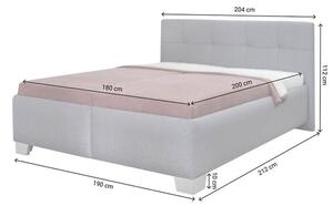 Čalúnená posteľ Mary XXL 180x200, sivá, bez matraca