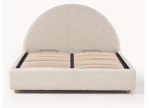 Plyšová čalúnená posteľ s úložným priestorom Ebba