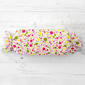 Biante Vankúš valec bonbon Sandra SA-209 Ružové a žlté bodky na bielom 15x40 cm