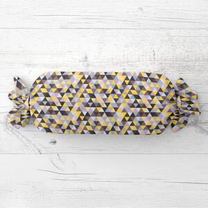 Biante Vankúš valec bonbon Sandra SA-218 Žlto-hnedo-ružové trojuholníčky 15x40 cm