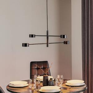 Závesné LED Clyde, 4-plameňové, 2-stupňové, Čierna, Obývacia izba / jedáleň, kov, Moderný, Závesné svietidlo
