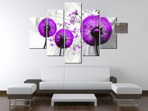 Gario 5 dielny obraz na plátne Krásne fialové púpavy Veľkosť: 100 x 63 cm