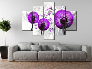 Gario 5 dielny obraz na plátne Krásne fialové púpavy Veľkosť: 100 x 63 cm