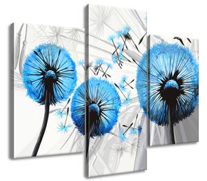 Gario 3 dielny obraz na plátne Krásne modré púpavy Veľkosť: 90 x 30 cm