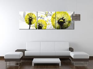Obraz na plátne Krásne žlté púpavy - 3 dielny Rozmery: 90 x 30 cm
