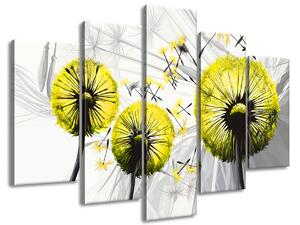 Obraz na plátne Krásne žlté púpavy - 5 dielny Rozmery: 100 x 75 cm