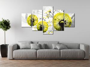 Obraz na plátne Krásne žlté púpavy - 5 dielny Rozmery: 100 x 75 cm