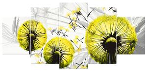 Obraz na plátne Krásne žlté púpavy - 5 dielny Rozmery: 100 x 63 cm