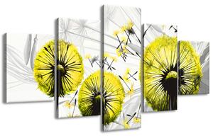 Obraz na plátne Krásne žlté púpavy - 5 dielny Rozmery: 100 x 63 cm