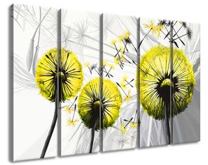 Obraz na plátne Krásne žlté púpavy - 5 dielny Veľkosť: 100 x 63 cm