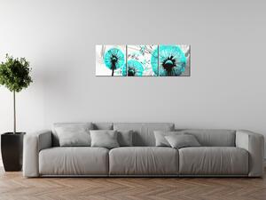 Obraz na plátne Krásne tyrkysové púpavy - 3 dielny Rozmery: 90 x 70 cm