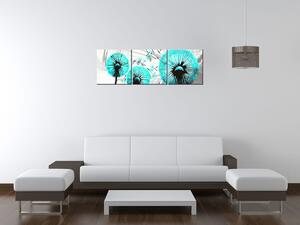 Obraz na plátne Krásne tyrkysové púpavy - 3 dielny Rozmery: 90 x 70 cm