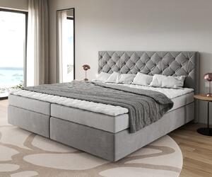 DELIFE Boxspring posteľ Dream-Great mikrovlákno sivá 200x200 cm bonellový matrac topper