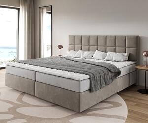 DELIFE Boxspring posteľ Dream-Fine mikrovlákno béžová 200x200 cm bonellový matrac topper