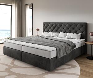 DELIFE Boxspring posteľ Dream-Great mikrovlákno antracitová vintage 200×200 cm bonellový matrac topper
