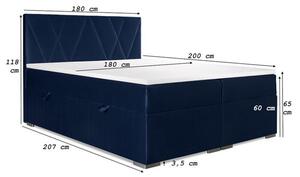 Čalúnená posteľ Kaya 180x200, modrá, vr. matraca a topperu