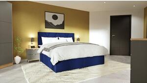 Čalúnená posteľ Kaya 180x200, modrá, vr. matraca a topperu