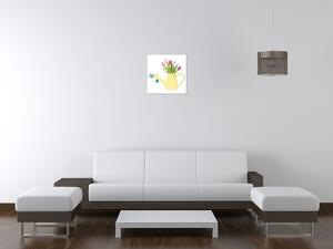 Gario Obraz na plátne Žltá krhla s kvietkami Veľkosť: 30 x 30 cm
