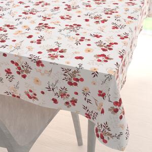 Biante Bavlnený obdĺžnikový obrus Sandra SA-784 Červený egreš na bielom 50x100 cm