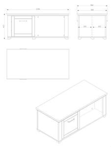 Konferenčný stolík Azur (2x dvierka, biela, dub artisan)