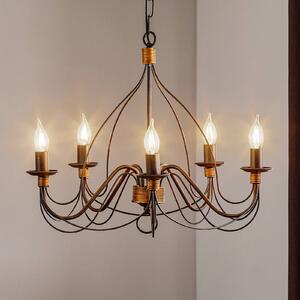 Luster Fiamma Marrone 5-pl. bez tienidiel na lampu, Hnedá / hrdzavá, Obývacia izba / jedáleň, kov, Vidiecky / Rustikálny, Závesné svietidlo