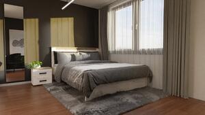 Drevená posteľ Minas 160x200, dub biely, dub sivý
