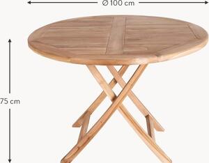 Skladací záhradný stolík z tíkového dreva Oviedo, Ø 100 cm