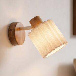Lindby Nástenné svietidlo Shiloh, prírodná/béžová, drevo/ľan, E14, Svetlé drevo, Obývacia izba / jedáleň, Drevo, Moderný, Nástenné svietidlo